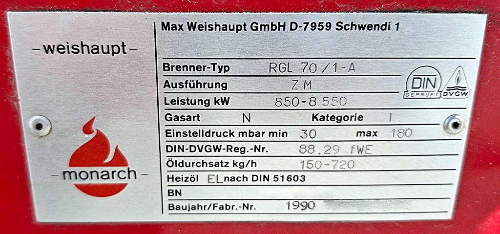 Dual-Fuel Burner Weishaupt RGL 70/1-A - Thumbnail 8