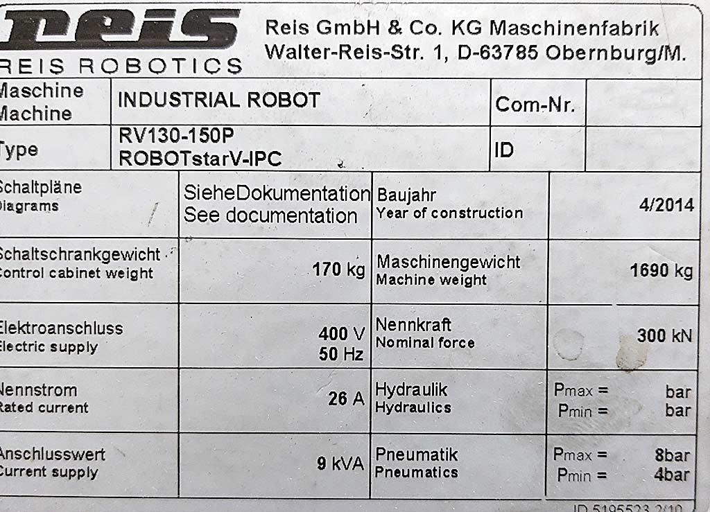 Jointed Arm Robot Reis RV 130-150P/RL130 - Image 1